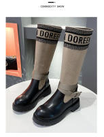 Botas Largas Para Mujer Nuevas De Lana Elásticas Botas Retro Con Suela Gruesa Botas De Rodilla Elegantes Zapatos Para Mujer - details 7