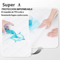 Various-Protector De Colchón Acolchado Transpirable,Acolchado Impermeable,Funda de Colchón Microfibra Relleno Poliester 240 gsm,Protector De Colchón Rizo Impermeable 130gsm,Cubrecolchón, Elástico En Todo El Contorno,Reversible,Absorbente - details 7