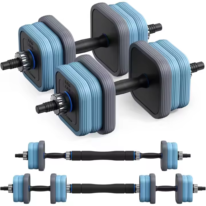 Juego de mancuerna ajustables 10 kg/20Kg/30Kg/40 kg, Kit de mancuerna 3 en 1, mancuerna de Barra, mancuerna ajustables y con Barras de conexión, para gimnasio en casa y fitness, hombres/Mujeres con - 1