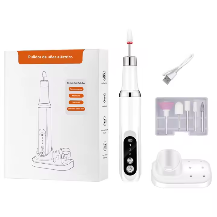 1PC Máquina De Manicura Eléctrica Para El Hogar Eliminación De Piel Muerta Con 6 Cabezas De Mezcla Diferentes Herramienta De Pulido De Uñas - 1