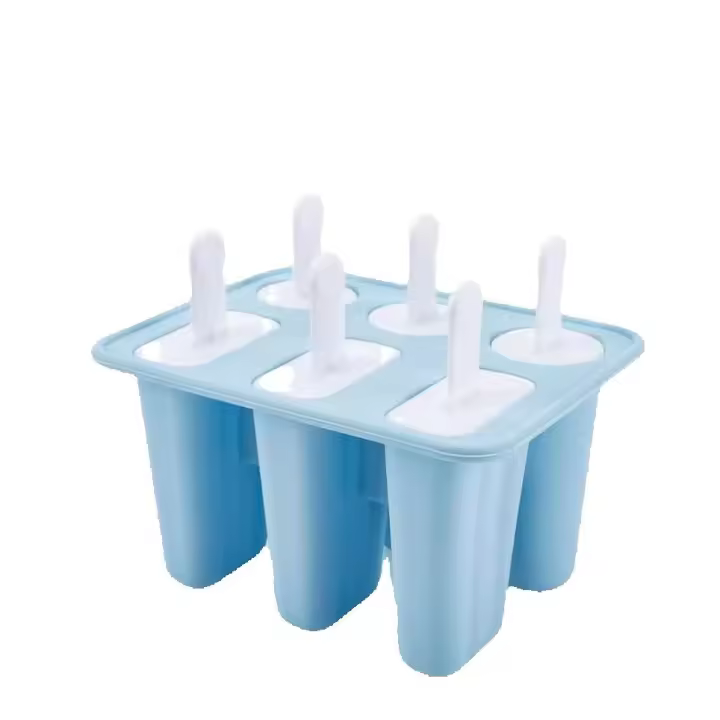 Moldes Helados Silicona 2 Formas - 6 Cavidades Molde Helados Silicona with Palo, Reutilizables Moldes de Paletas de Silicona Moldes de Paletas de Hielo Sin BPA para Niños y Adultos (Azul) - 1