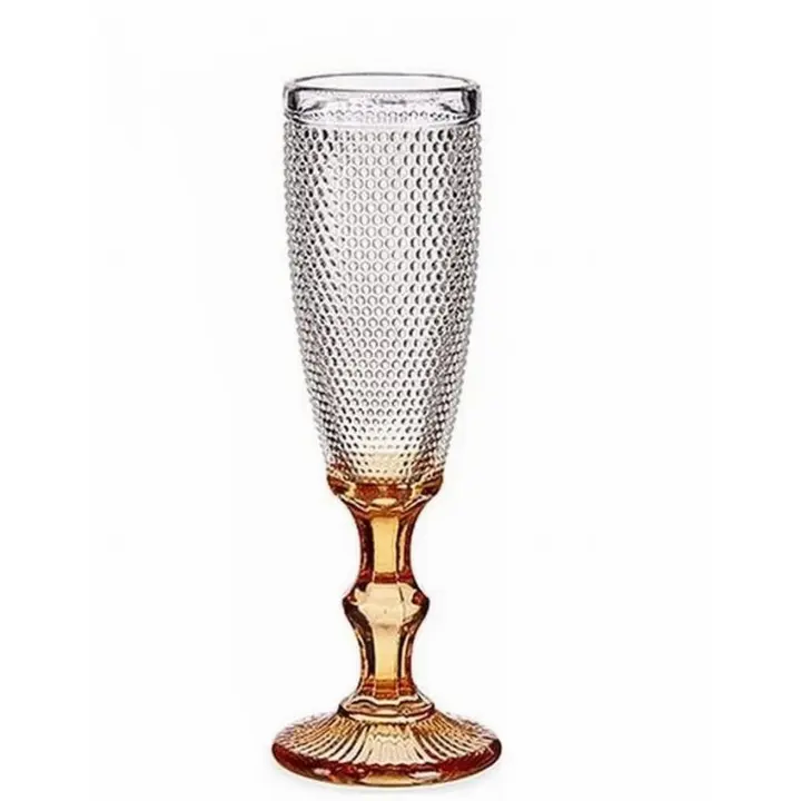 Gerimport Set 6 Copas de Vino y Champán de Cristal Puntos Cava Ámbar 18 Cl 20 X 7 X 5.8 Cm - 1