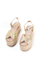Lyla Wang alpargatas doradas con cuña de espartos con plataforma con plantilla acolchada. - details 4