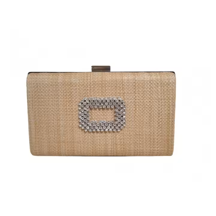 Carteras de fiesta KTEY 282 232F CLUTCH RAFIA HEBILLA CIRCONITAS 32782 24V - 1