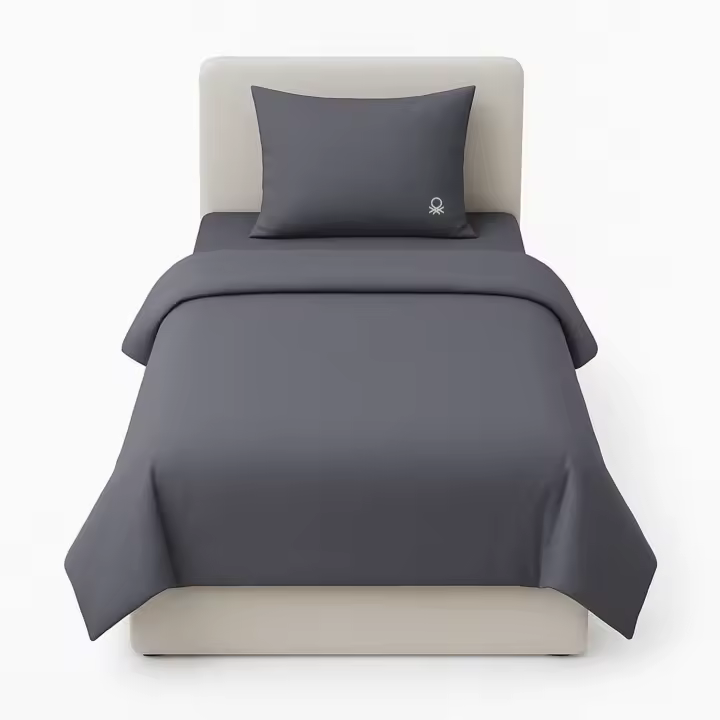 United Colors Of Benetton SET Cama 2 Piezas 150x220cm Azul Oscuro y Beige Tevere 70% Algodón + 30% Poliéster - 1