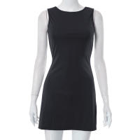Vestido Sin Mangas Para Mujer Estilo Slim A-Line Con Cuello Redondo Mini Vestido De Verano Casual Y2K Polyester Qtraf2411 - details 7