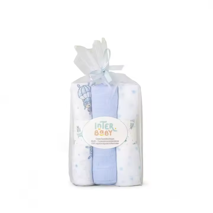 Pack 3 gasas / muselinas osito paracaidista para bebé Interbaby - 1