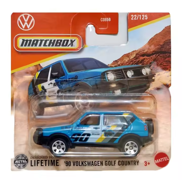 MATCHBOX -  Volkswagen Golf Country Matchbox 90 - Con detalles realistas, decoraciones auténticas y ruedas giratorias -  És un excelente regalo para los amantes de los automóviles - Recomendado para mayores de 4 años - 1