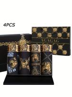 Juego De 4 Boxers Para Hombre Sexy Y Retro Antibacteriano Transpirable Shorts De Pecho Planos Y Cómodos Talla L-4XL Colores Negro Y Oro - details 3