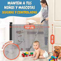PARVULÍ Barrera Seguridad Niños Escalera Retráctil 0 a 140 cm + 2 Protectores de Puerta - Valla Seguridad Infantil - Barrera Perros Puerta - Puerta Escalera Bebe Seguridad - Interiores y Exteriores - details 0