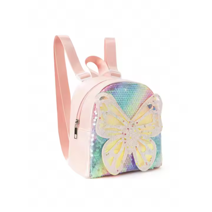 Mochila clásica linda con diseño de mariposa, mini mochila impermeable con lentejuelas para niños. - 1