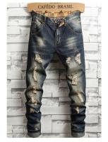 Nuevos 2024 Jeans Destrozados Y Contraídos Para Hombres Estilo Coreano Ropa De Moda Stretch Recto Tejido Denim Ajustado - details 4