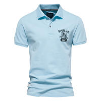 Tops de manga Corta de Algodón con solapa Nueva para hombre, POLO Deportivo con borde de Color sólido - details 1