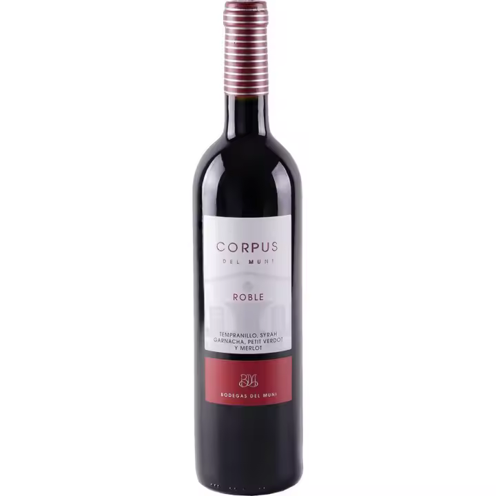 Blanco y Tinto Corpus del Muni Roble - Tempranillo, Syrah, Garnacha, Petit Verdot - Bodegas del Muni - Vino Tinto de la Tierra de Castilla - 1