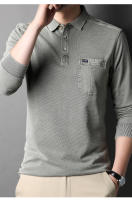 Camisa Polo Para Hombre MLSHP Primavera Otoño Algodón Sólido Bordado Casual Negocios Moda Tops Simples 3XL - details 3