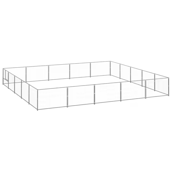 vidaXL Perrera plateada 25 m² acero - 1