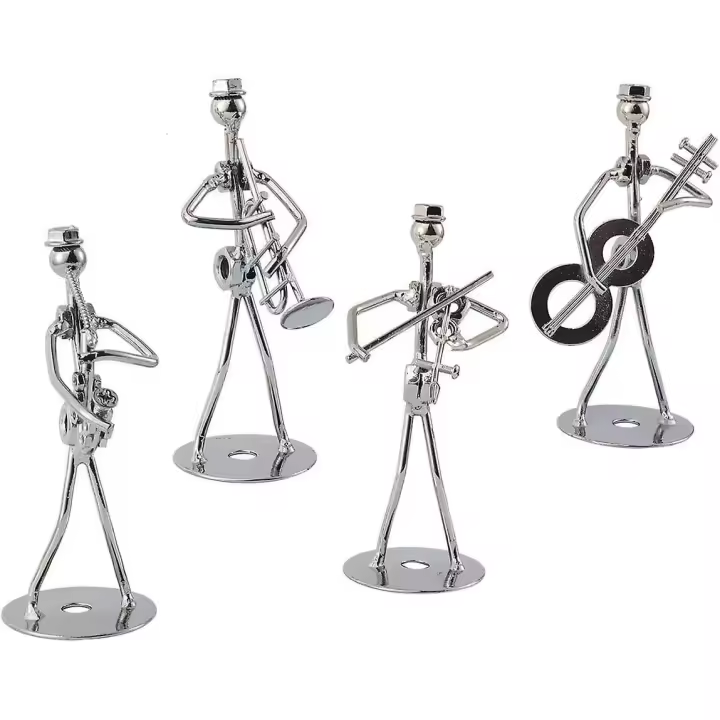 4 unids música hombre statua metal orquesta set guitarras Trombones saxofones reproductor modelo - 1