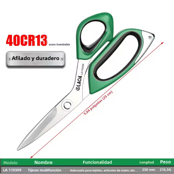Tijeras De Costura Ajustables De Acero Inoxidable Con Mango De Goma Doble Color Para El Hogar Y Artesanía Corte De Kevlar - 1