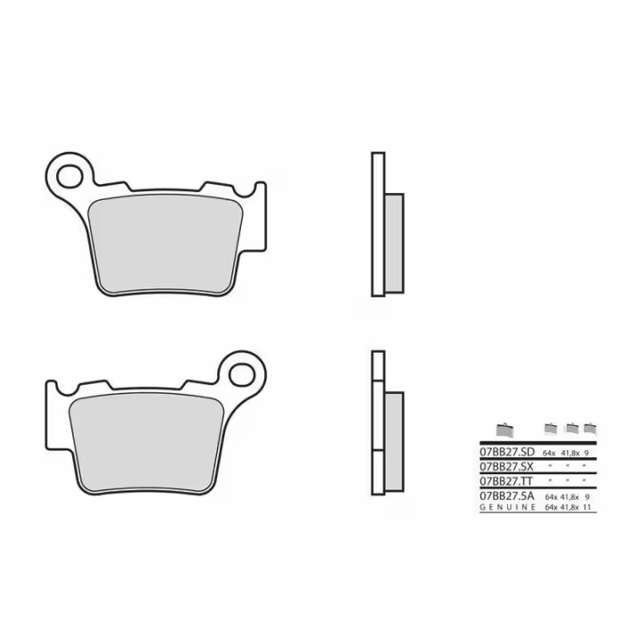PASTILLAS DE FRENO TRASERAS BREMBO KTM TODAS 2T/4T (03-23) HUSQVARNA TODAS 2T-4T(03-23) HUSABERG (09-14) REF:07BB27SD - 1