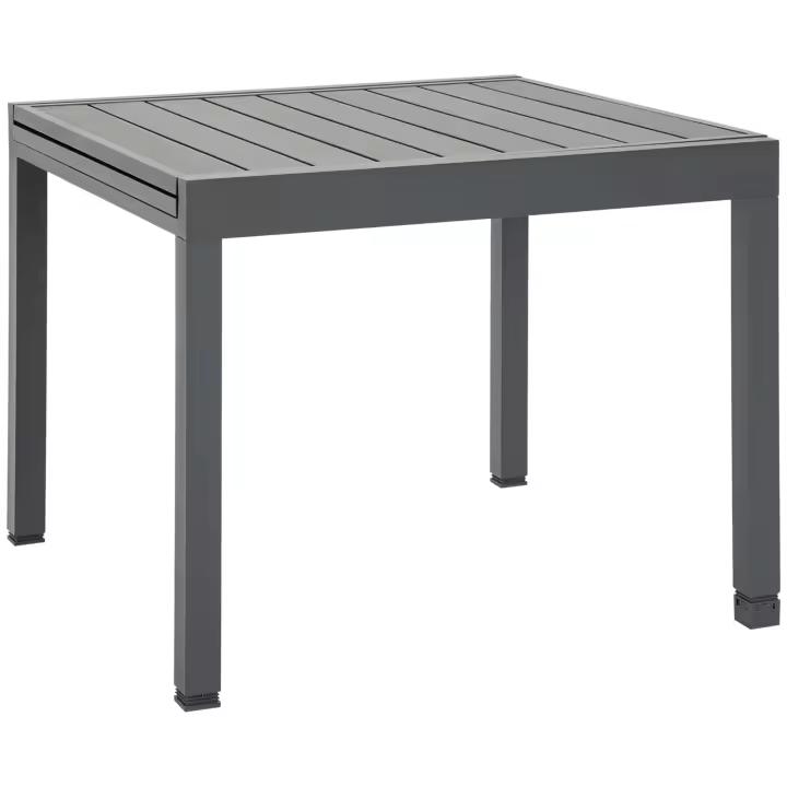 Outsunny Mesa de Jardín Extensible de Aluminio Mesa de Comedor para Exterior para 4-6 Personas Carga MAX. 70 kg para Patio Terraza Balcón 90-180x90x73 cm Gris - 1