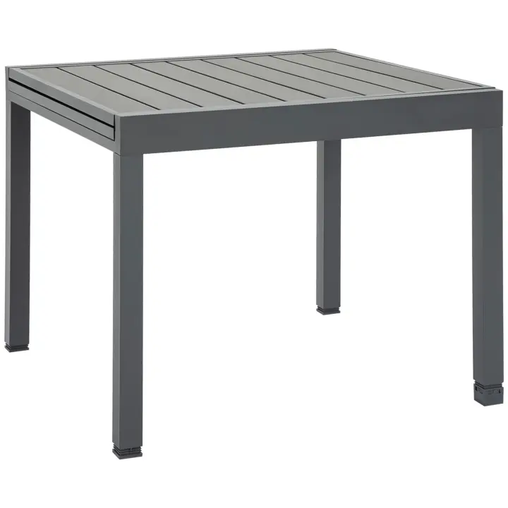 Outsunny Mesa de Jardín Extensible de Aluminio Mesa de Comedor para Exterior para 4-6 Personas Carga MAX. 70 kg para Patio Terraza Balcón 90-180x90x73 cm Gris - 1