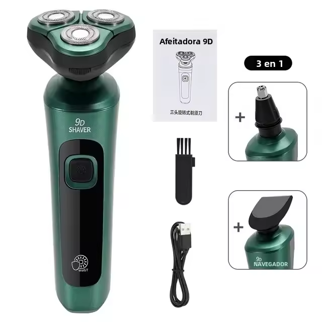 Afeitadora Eléctrica Inteligente Con Pantalla LCD Tríplice Cabeza Flotante Recargable Por USB Afeitadora De Barba Multi-función Para Hombre - 1