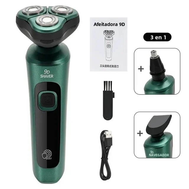 Afeitadora Eléctrica Inteligente Con Pantalla LCD Tríplice Cabeza Flotante Recargable Por USB Afeitadora De Barba Multi-función Para Hombre - 1