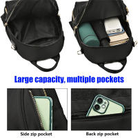 Mochila De Mujer Pequeña a Prueba De Robos Bolsa De Mano Elegante De Lona Para Ciudadano Mochila De Hombro Negro - details 4