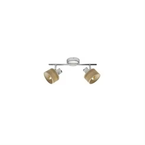 FABRILAMP Regleta Nando 2xe14 Cromo-blanco/madera Clara Focos Orientables 16x36,5x10 Cm - Diseño Moderno - 1