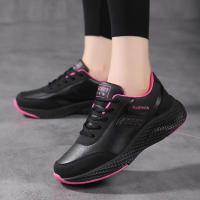Zapatillas De Correr Para Mujer 2024 Cuero Ligero Y Cómodo Negras Antideslizantes Zapatillas Casuales Con Cordones Para Deporte Al Aire Libre - details 1