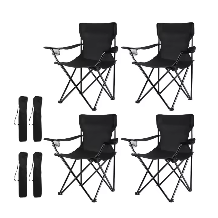 Pack 4 Sillas de Camping Negras, Silla de Acampada Pesca Festival  Plegable 50Prof. x 80Ancho x 80Alto centímetros Azul - 1