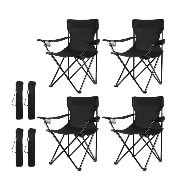 Pack 4 Sillas de Camping Negras, Silla de Acampada Pesca Festival  Plegable 50Prof. x 80Ancho x 80Alto centímetros Azul - 1