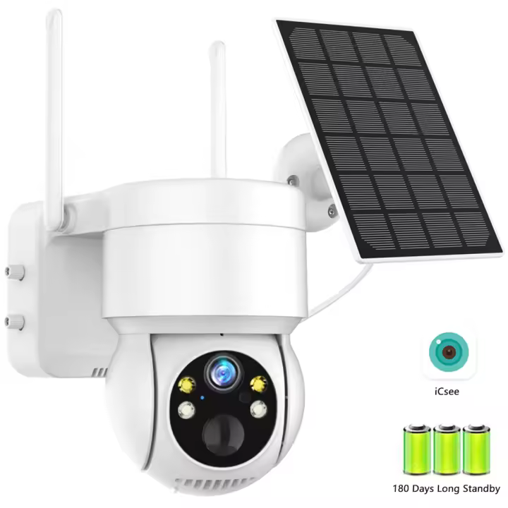 Cámara de Vigilancia Exterior Batería Solar Inalámbrica de 4MP, Cámara IP Solar Inalámbrica para Exteriores, PTZ, HD, Batería Incorporada, Videovigilancia, Largo Tiempo, En Espera, Aplicación iCsee, WiFi, 4MP - 1
