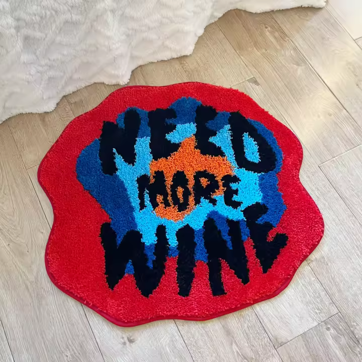  Alfombra Tufted Need More Wine 100% Hecha a Mano Alfombra Irregular Para Noche Sofisticada Y Suave Peluche Colorida Alfombra De Baño Alfombra De Dormitorio - 1