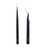 Juego De 2 Pinzas De Precisión Antiestática ESD De Acero Inoxidable Para Reparación Electrónica Herramientas De Curva Y Punta Aguda - details 1