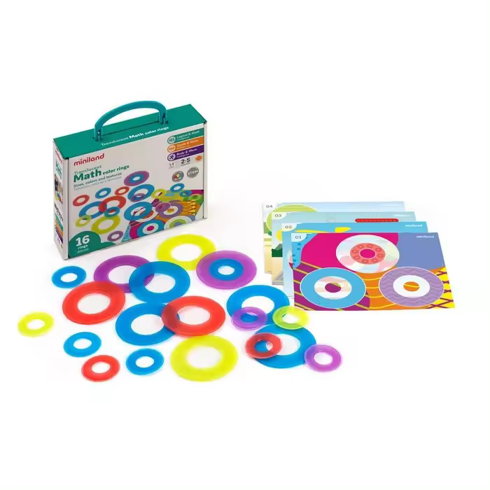MINILAND JUEGO APRENDIZAJE BASICO CON AROS TRASLUCIDOS TRANSLUCENT MATH COLOR RINGS 8x23x19 Cms. - 1