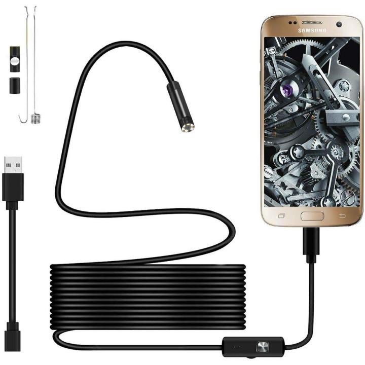 USB Endoscope Cámara endoscópica 720p Cámaras de Protección con Extrusión Proda IP67 de 5,5mm Cable Semirígido de 2 m con 6 LEDs, Type C compatible con Teléfonos Android Otg, PC-Cable de 2 m SSIT