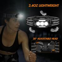 Linterna Frontal LED Recargable Por USB Ultra Brillante Con Luces Blancas Rojas Y Azules Lámpara De Cabeza IPX4 Impermeable Para Camping Running Pesca - details 5