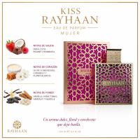 Kiss Rayhaan Eau de Parfum Mujer 100 ml | Perfume Floral Frutal 2025 | Notas de Fresa, Coco, Praliné y Frambuesa | Corazón de Leche Condensada, Caramelo y Flores Blancas | Fondo de Vainilla, Haba Tonka, Sándalo y Almizcle - details 0