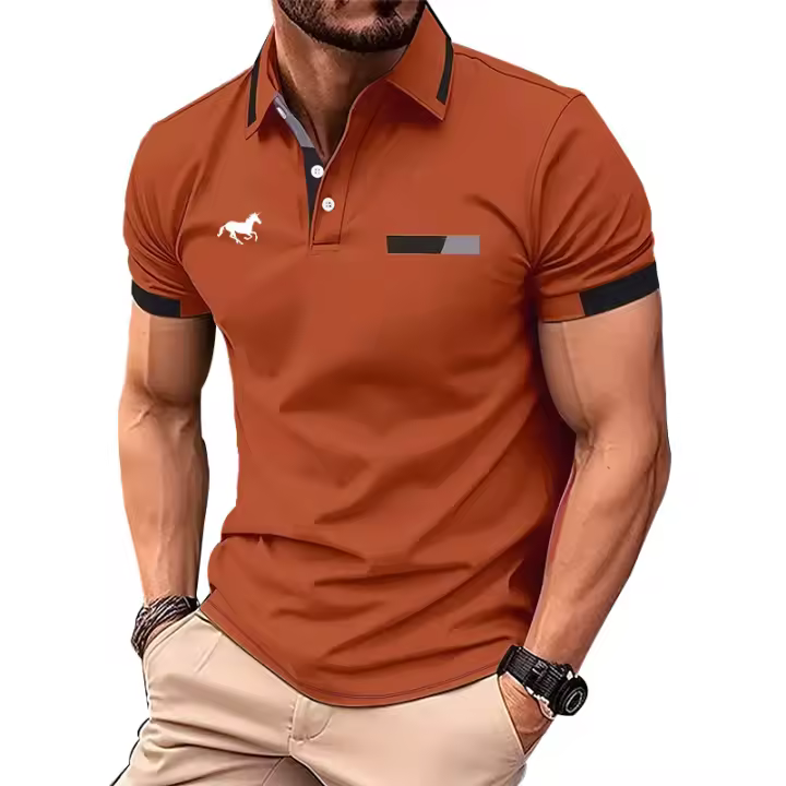 Camisa Polo Hombre Verano Manga Corta Moda Ajustada 100% Poliéster Secado Rápido Casual Negocios Estampado 3D Digital - 1