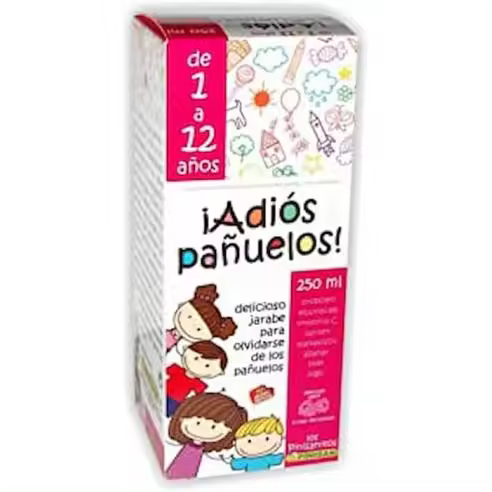 Pinisan-ADIOS PAÑUELOS 250 Ml - Jarabe Infantil -Sabor Frutas del Bosque-Para descongestionar y suavizar las vías respiratorias así como para reforzar las defensas de los más pequeños. - 1