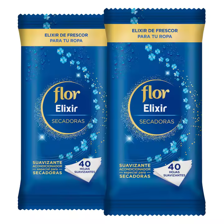 Flor Toallitas Suavizante Secadora, 80 Hojas (2x 40 uds), Efecto Suave Acondicionador, Aroma Fresco - 1