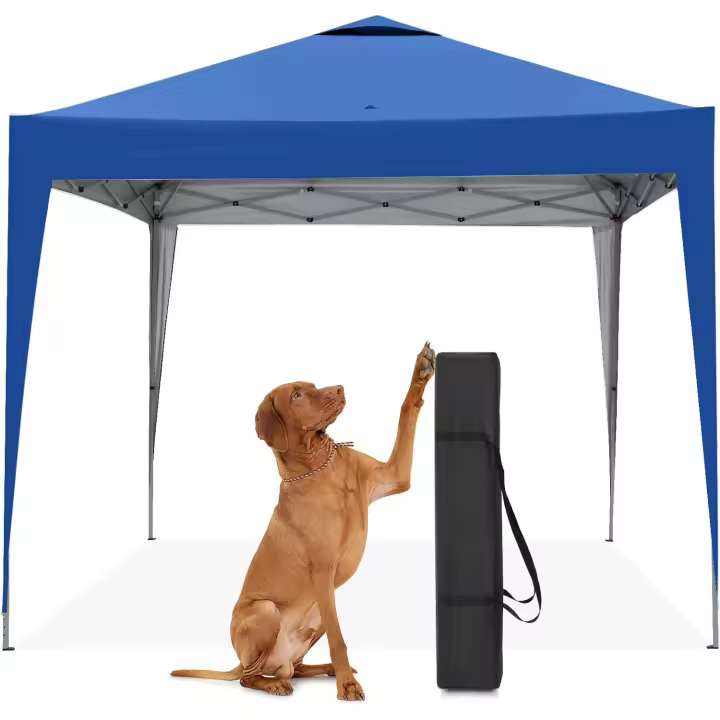 Cenador plegable resistente al agua, 3 x 3 m, estable, resistente al invierno, sistema de clic desplegable, protección UV 50+, carpa para jardín, carpa para fiestas, color azul claro - 1