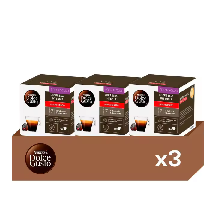 Espresso Intenso Descafeinado - Pack 3 Cajas de Café (48 uds) | Sabor Completo y Aromas Picantes, con Generosa Crema, Descafeinado Naturalmente - 1