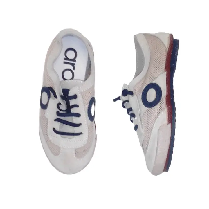 ARO_ ZAPATILLAS JOANETA NET  EN PIEL SERRAJE BEIG MILK Y MARINO, CON VELCRO Y CORDONES ELASTICOS - 1