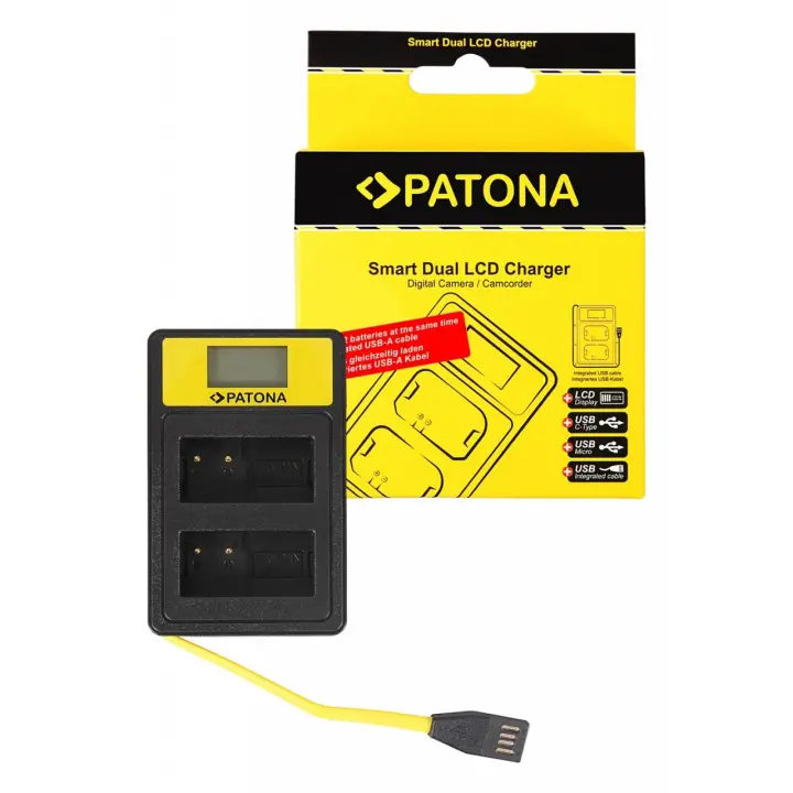 PATONA Smart Dual LCD USB cargador compatible con Panasonic MW-BLC12PP V-Lux 4 Panasonic DMW-BLC12PP - 1