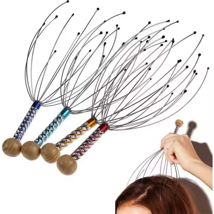 Head Massager Scalp Massage Scratcher,Hair Stimulation and Body Stress Relax, Octopus Bowl Head Tickler Massager (Random Colors) - 1