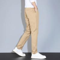 Pantalones De Verano Casuales Para Hombre En Caqui Y Gris Cintura Elástica Comodidad Ultrafinos De Seda Helada Pantalones Negocios Estilo Recto Ropa De Marca - details 5