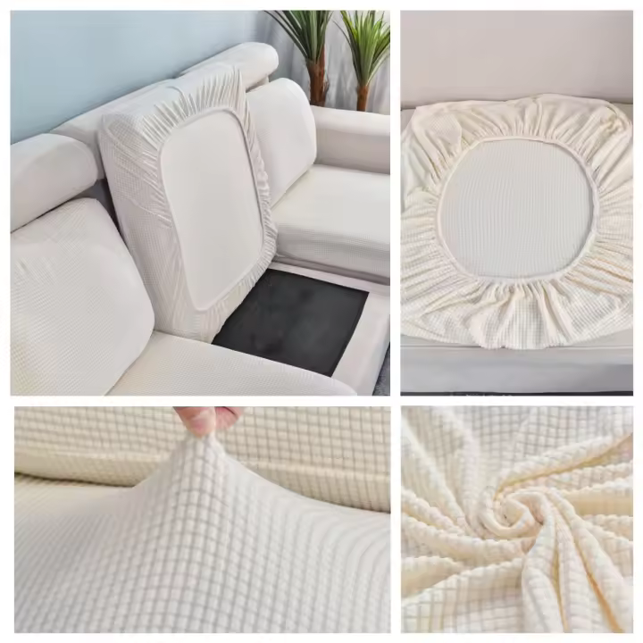 Funda De Sofá Elástica Gruesa En Color Sólido Protector De Muebles Para Sala De Estar Funda De Cojín De Sofá Desmontable - 1