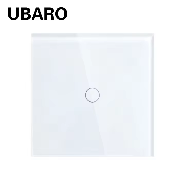 Interruptor de luz táctil, 1 vía, interruptor de pared de 1 canal, empotrable, con marco de vidrio, 86 mm, blanco, interruptor no inteligente - 1